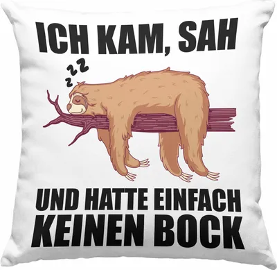Produktbild von Trendation - Faultier Deko-Kissen mit Füllung 40x40 mit Spruch Geschenk Arbeitskollege Kollege  Deko-Kissen mit Füllung 40x40 Büro (Grün)