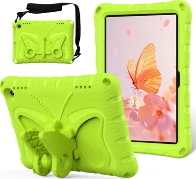 Produktbild von Kinder Hülle für Amazon Fire HD 8 / Fire HD 8 Plus 2022/2020 8,0" Leicht Stoßfeste EVA Kindgerechtes Schutzhülle mit Schultergurt, Schmetterlings-Ständer hellgrün