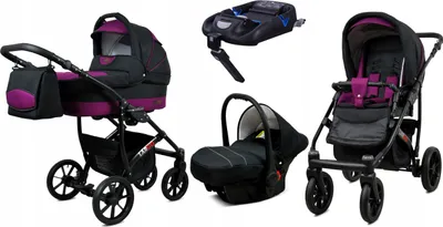 Obrázok produktu pre BabyLux® Largo | Kočík 4v1 Set | Black Purple | Kombi kočík | Kočíková súprava | Isofi