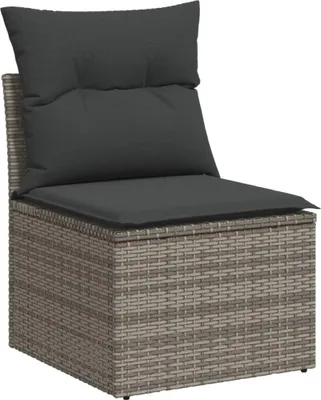 Produktbild von vidaXL 11-tlg. Garten-Sofagarnitur mit Kissen Grau Poly Rattan