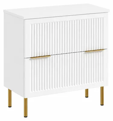 Imagen del producto de Mueble de baño de pie, 60 cm, frente con relieve de 18 mm, blanco + panel blanco, tiradores en dos colores, 60 x 46 x 73,6 cm, Imagen generada por IA