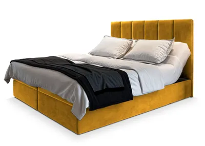 Produktbild von Masseno Boxspringbett BARINO 140x200 cm Komplett-Set mit Bonell Matratze und Topper, Polsterbett mit Bettkästen -Gelb, KRONOS 01