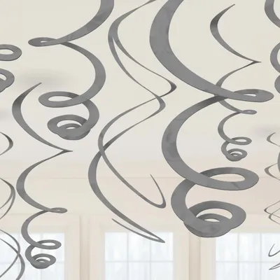 Produktbild von Spiralgirlanden-Set Silber - 12 Teile - 55 cm