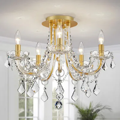 Kristall-Kronleuchter Deckenlampe modern 5-flammig 45 cm