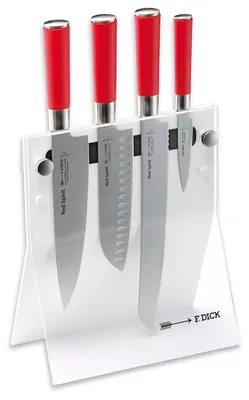 Messenblock 4-teilig mit Kochmesser, Santoku, Brotmesser, X55CrMo14