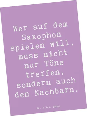 Produktbild von Mr. & Mrs. Panda Postkarte Spruch Saxophon Spieler - Lavendeltraum - Geschenk, Musiker, Lernen, Musikinstrument, Instrument, Musikinstrumente, Klassik, Fotokarte, Musik