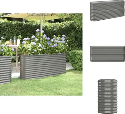 Image de vidaXL Lit surélevé Acier revêtu par poudre 152x40x68 cm Gris - Pots de fleurs & Jardinières
