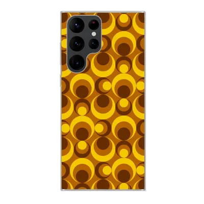 Produktbild von MuchoWow® Handyhülle Schutzhülle Hülle für Samsung Galaxy S22 Ultra Muster - Retro - Braun - Gelb Silikon Softcase Handy Hülle - Abbildung