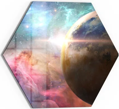 Produktbild von DEQORI Glasbild Echtglas 40x35 cm 'Farbige Galaxie' Wandbild Bild modern Deko