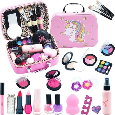 Produktbild von Kinderschminke Set Mädchen Waschbar Schminkkoffer Spielzeug Rosa Einhorn Geschenk 4-12 Jahre
