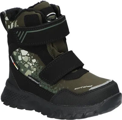 Produktbild von American Club Hl203 Kinder Winterstiefel Softshell mit Klettverschluss | Gefüttert mit Fleece | Wasserdicht, Rutschfest & Warm | hochwertig Winterschuhe Khaki 30