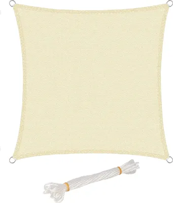 Produktbild von WOLTU Sonnensegel Quadrat 5x5m Creme atmungsaktiv Sonnenschutz HDPE Windschutz mit UV Schutz für Garten