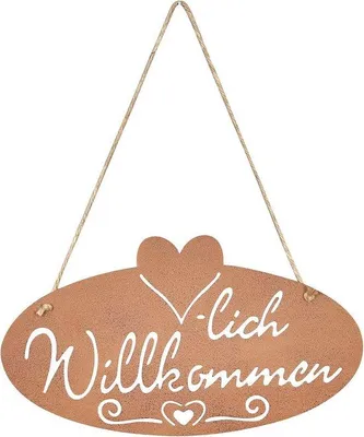 Produktbild von Willkommen Rust Herz Garten Dekoration 40x22,5cm