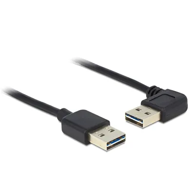 Produktbild von EASY-USB 2.0 Kabel, USB-A Stecker > USB-A Stecker 90° (schwarz, 1 Meter, rechts / links abgewinkelt)