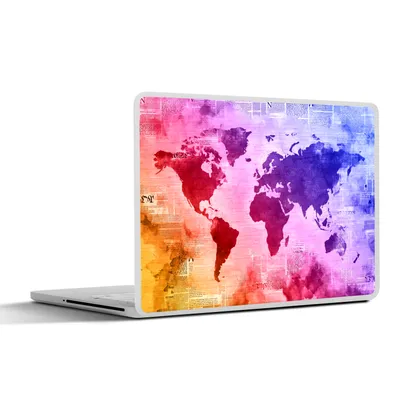 Produktbild von MuchoWow® Laptop Aufkleber Sticker Cover Weltkarte - Aquarell - Regenbogen 30x21 cm - Sticker für Laptop - Selbstklebend