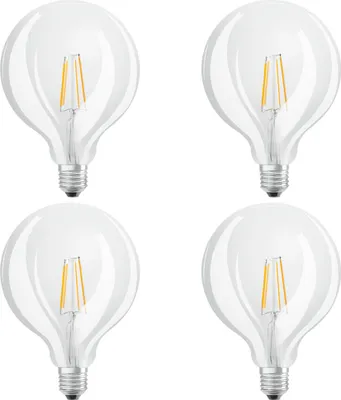 Image de 4 x Osram LED filament ampoule Globe G125 4W = 40W E27 clair 470lm blanc chaud 2700K