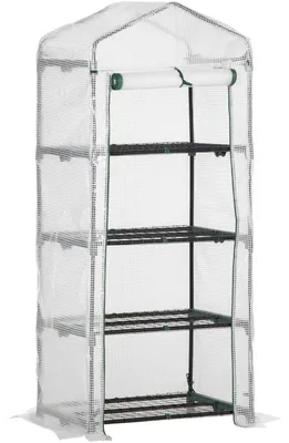 Immagine prodotto di Mini serra in plastica con 4 ripiani | Colore: Bianco | Dimensioni: 70x50x160 cm