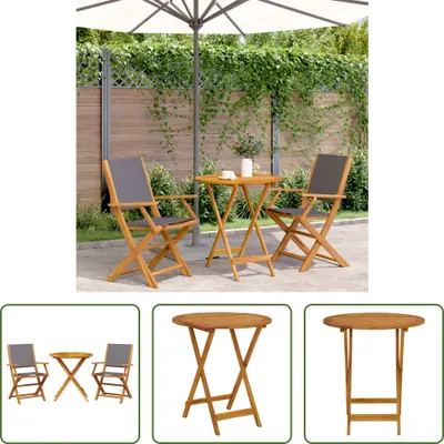 Produktbild von The Living Store 3-tlg. Bistro-Set Anthrazit Stoff und Massivholz