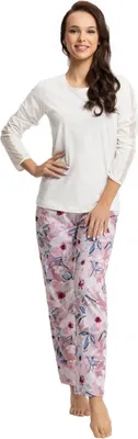 Produktbild von Damen Schlafanzug Luna pastell ecru Blumen M