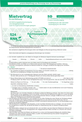 Zdjęcie produktu dla RNK Verlag 524/10 Uniwersalne umowy najmu mieszkań - SD, protokół przekazania, 4x2 arkusze, A4