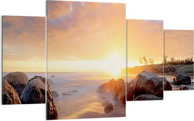 Produktbild von Bild auf Leinwand - Leinwandbild - Meer Strand Felsen - 160x90cm - Wand Bild - Wanddeko - Leinwanddruck - Bilder - Kunstdruck - Wanddekoration - Leinwand bilder - Wandkunst - DL160x90-3649