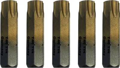 Produktbild von TIN Bit Torx T40 - 5 Stück Germany TX40 Titan Nitrid Beschichtung
