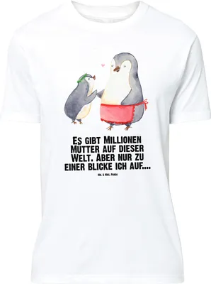 Produktbild von Mr. & Mrs. Panda Größe L T-Shirt Pinguin mit Kind - Weiß - Geschenk, Mama, Mom, Muttertag, Tshirt, Spruch, Mutti, Shirt, Vorbild