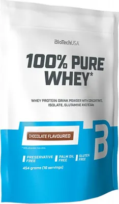 Obrázek produktu pro BioTech USA 100% Pure Whey 454 g karamel-kapuno / Syrovtkov whey proteiny / Lahodn syrovtkov protein obohacen o bromealn a extra aminokyseliny