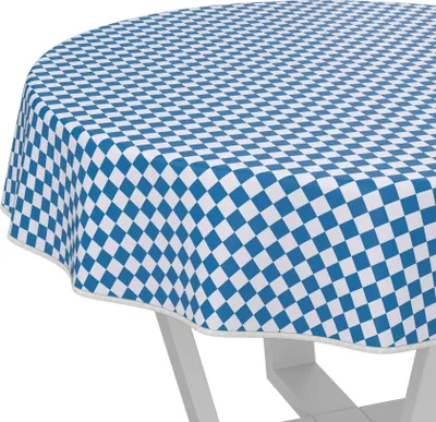 Produktbild von Tischdecke oldscool Karo Blau Rund 100cm mit Band-Kante Wachstuch abwaschbar