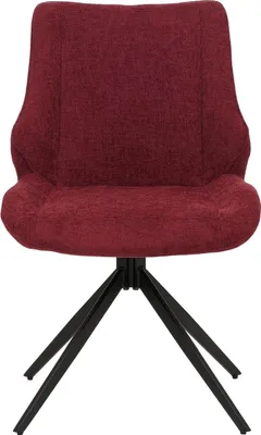 Image de lot de 6 chaises de salle à manger HWC-O48, chaise de cuisine, pivotante Auto-Return, tissu/textile chenille (320g/m²) Oeko-Tex ~ bordeaux