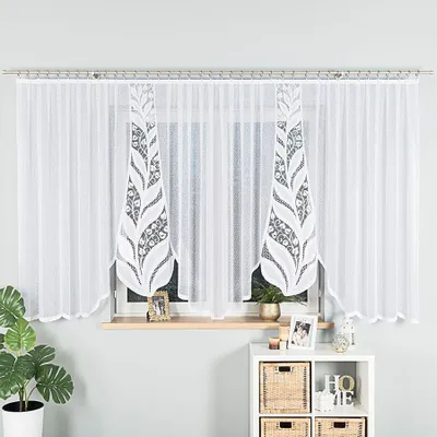 Immagine prodotto di MELANIA - Tenda jacquard pronta per l'uso con taglio inferiore - 500x160 cm - bianco
