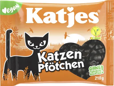 Zdjęcie produktu dla Katjes Katzen Pfötchen Lakritz wegańskie o miękkiej konsystencji opakowanie 210 g