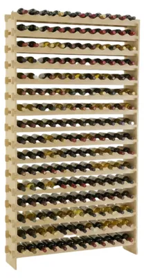 Produktbild von Weinregal NAVARRA aus Holz | HxBxT 219x123x28cm | 192 Flaschen auf 16 Ebenen | schmal | Flaschenregal | freistehend |Massives Kiefernholz | Natur unbehandelt