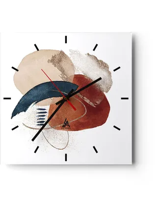 Produktbild von Wanduhr - Quadrat - Glasuhr - Abstraktion Flecken Modern - 40x40cm - Schleichendes Uhrwerk - Lautlos - zum Aufhängen bereit - Dekoration Modern - Wanddekoration aus Glas - C3AC40x40-4561