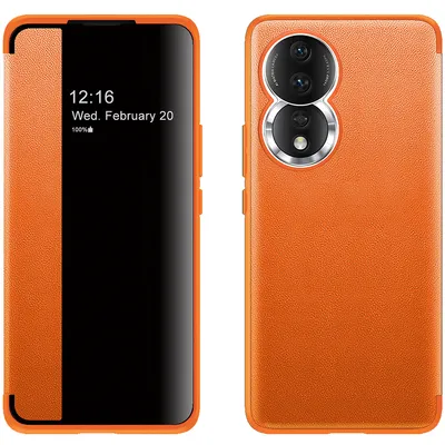 Immagine prodotto di Custodia per Honor 80 sottile custodia in Finto cuoio con finestra di visualizzazione Arancione