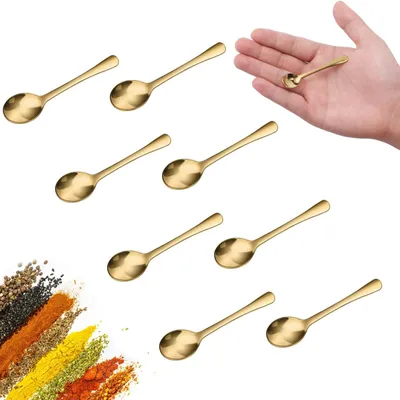 Kaffeelöffel-Set, 8 Stück, 7,5 cm, Edelstahl vergoldet