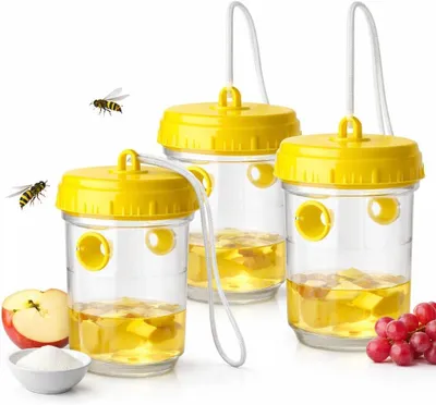 Produktbild von 3x Wespenfalle – Fliegenfalle & effektive Wespenabwehr für Garten, Balkon & Outdoor – Mittel gegen Wespen (3x)