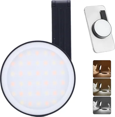 Produktbild von Magnetische Selfie Handy Licht 2500K-6500K Folding Double Sided LED Fill Licht für Selfies Fotografie Videokonferenz