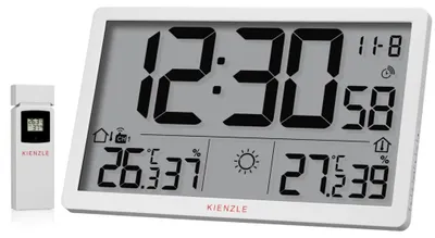 Produktbild von KIENZLE Jumbo NEO LCD Wetter-Wanduhr weiß