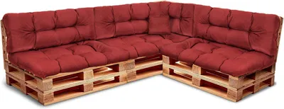 Produktbild von Best Wool rückenlehne für palettenkissen set, wetterfestes europaletten polster mit Polyurethanflockfüllung – bordeaux 3×120x40, 3×120x80, 60x40, 40x40 cm