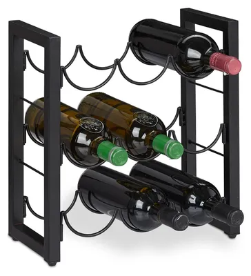 Immagine prodotto di Portabottiglie da vino - Per 9 bottiglie - Ferro - Nero - 37 x 35 x 17 cm - Per cucina e bar