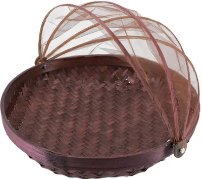 Produktbild von Fliegenschutz Obstkorb in 3 Größen - Dunkelbraun, Bast, Größe: 35 cm Ø