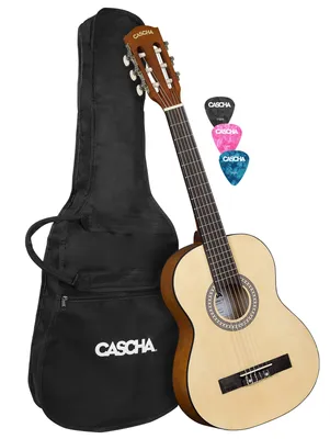 Zdjęcie produktu dla Gitara klasyczna dla początkujących, rozmiar 1/2 (w zestawie pokrowiec i 3 plektry)