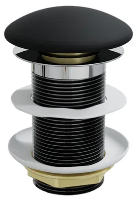 Produktbild von HAGO24 Ablaufventil Schwarz Waschbecken ohne Überlauf Ablaufgarnitur Push-Open Abflussventil Messing 1 1/4 Zoll Universell Waschbeckenstöpsel