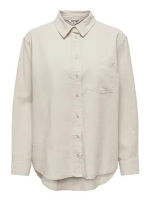 Produktbild von ONLY Oversized Leinen Basic Hemd Bluse Langarm Business Tunika Shirt ONLTOKYO Größe: L