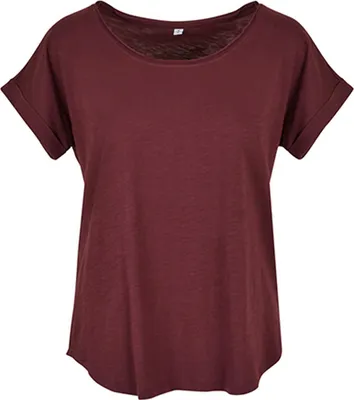 Produktbild von Build Your Brand BY036 | Damen Long Slub Tee / Hinten extra lang geschnitten - Farbe: Cherry - Größe: XXL