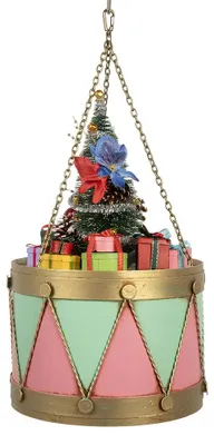 Image de Clayre & Eef Figurine de décoration Tambour Ø 21x34/43 cm Rose Vert Métal