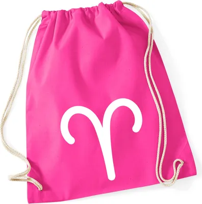 Produktbild von Huuraa Turnbeutel Widder Sternzeichen Zeichen 12 Liter Fuchsia Baumwolle Rucksack Geschenkidee