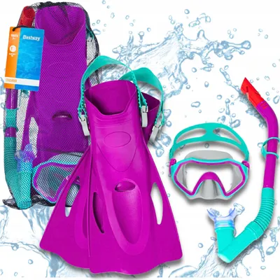 Immagine prodotto di Set da immersione: maschera con boccaglio, occhialini da nuoto + pinne