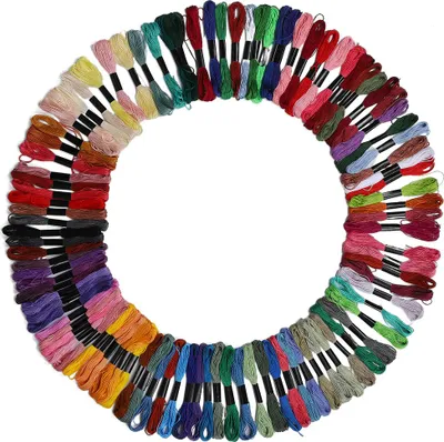 Produktbild von 100 Farben Stickgarn Polyester-Baumwolle Kreuzstichstränge DIY Nähwerkzeuge